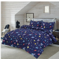 Space Galaxy Rocket Moon Stars Print Duvet Cover Pillowcase Bedding Set