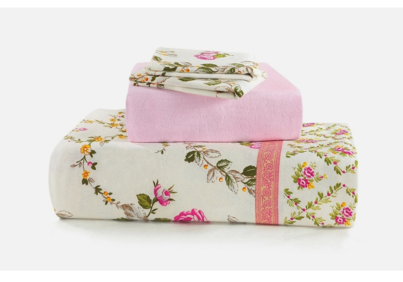 Luxury Thermal Brushed 100%Cotton Flannelette Bed Sheet Rose Bud and Olivia Floral