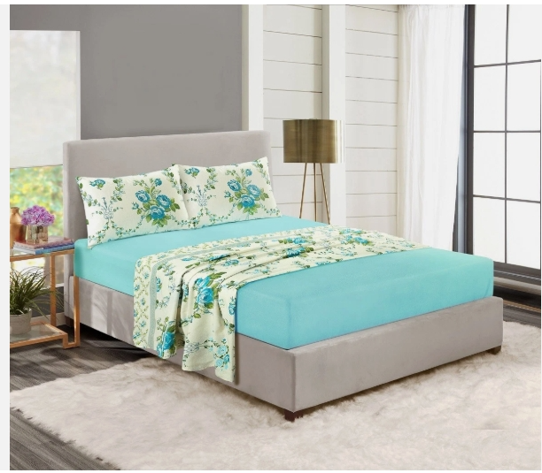 Luxury Thermal Brushed 100%Cotton Flannelette Bed Sheet Rose Bud and Olivia Floral