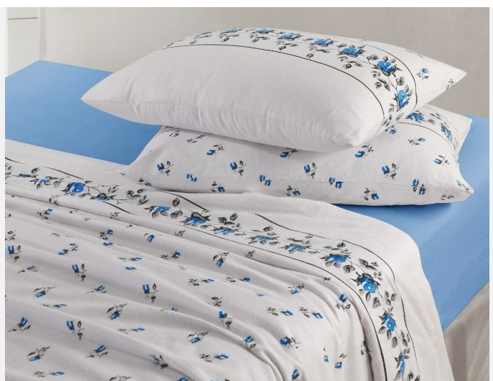 Rosebud Floral Flannelette Sheet Set 100% Brushed Cotton Thermal Bed Sheet Set