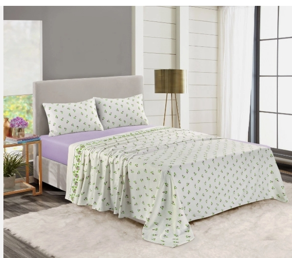 Rosebud Floral Flannelette Sheet Set 100% Brushed Cotton Thermal Bed Sheet Set