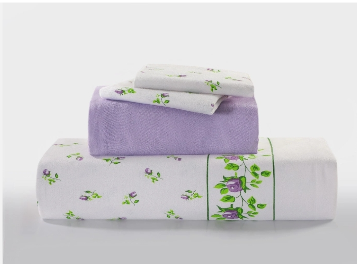Rosebud Floral Flannelette Sheet Set 100% Brushed Cotton Thermal Bed Sheet Set