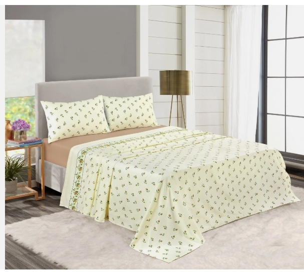 Rosebud Floral Flannelette Sheet Set 100% Brushed Cotton Thermal Bed Sheet Set
