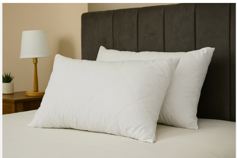 Quilted Bed Pillows Soft Hotel Quality Bounce Back Deep Filled Bed Pillow Pair