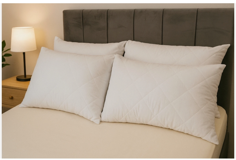 Quilted Bed Pillows Soft Hotel Quality Bounce Back Deep Filled Bed Pillow Pair
